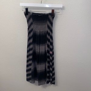 Y2K FOX Strapless Black and Gray‎ Stripped Dress
